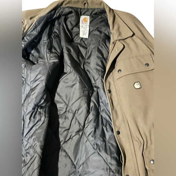 Vintage CARHARTT 4 Pocket Quilt Lined Chore Field Jacket Brown Mens XXL - Picture 5 of 6